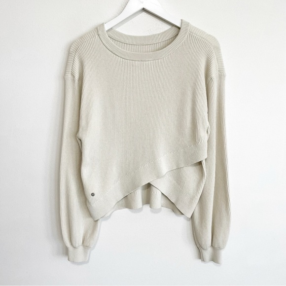 BOGO! Lululemon Reversible Crossover Ribbed Knit Sweater Bone M - Picture 5 of 11
